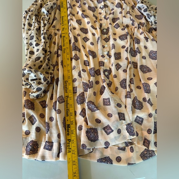 Free People Oversized Button Up Sheer top with layers Ruffled in and Under top - Picture 6 of 12